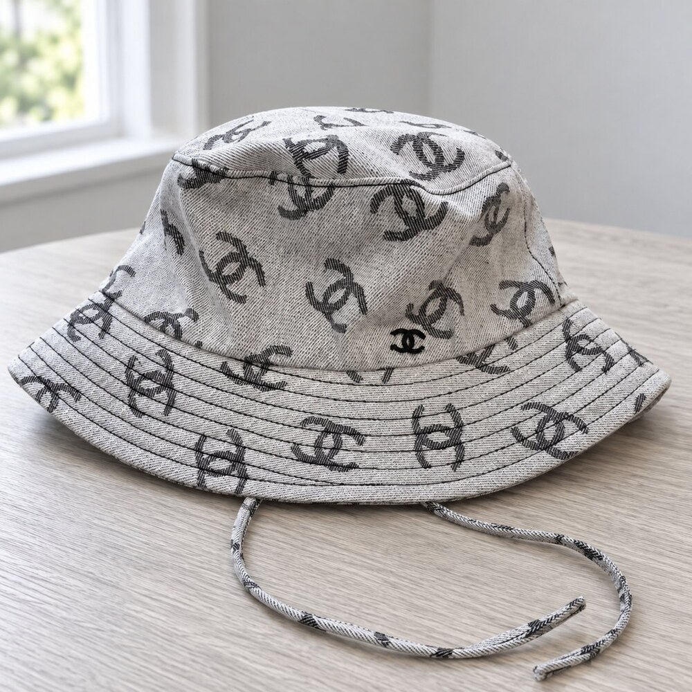 CHANEL Grey CC Denim Bucket Hat - Picture 4 of 6